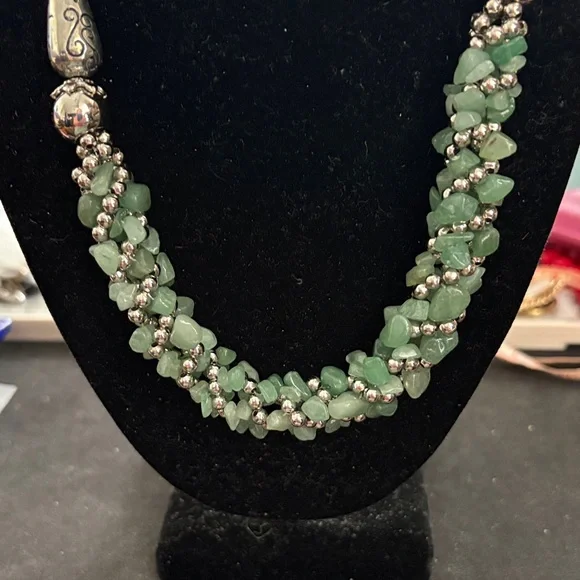 Handcrafted Green Aventurine Beaded Twist Necklace - Picture 3 of 8